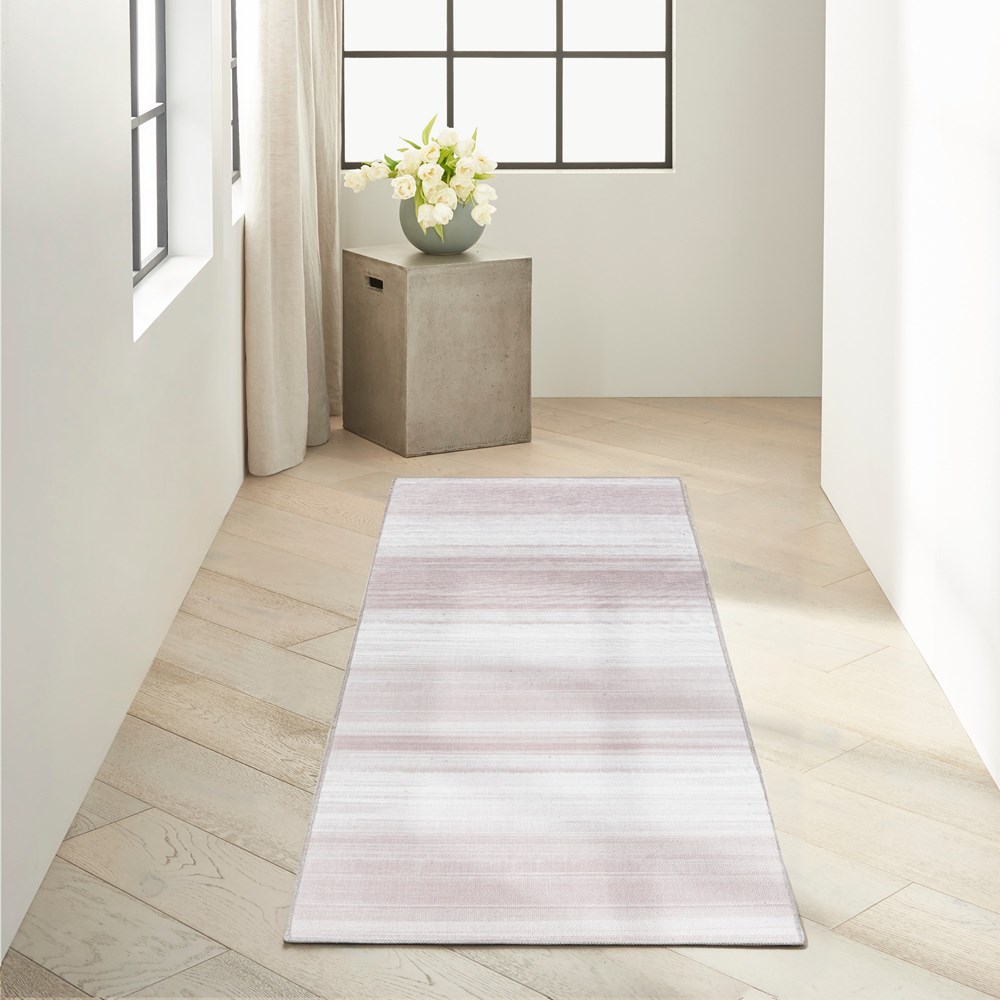 Calvin Klein LDR01 CK031 Launder Washable Runner Rugs in Ivory White